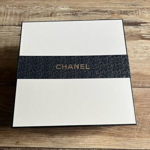 CHANEL GIFT BOX BLUE/GOLD SPARKLE RIBBON